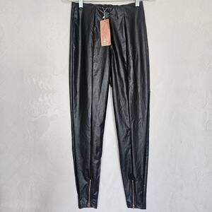 Shein Small Curvy Sexy Confident Faux Leather Leggings Zip Ankle Trouser Rock